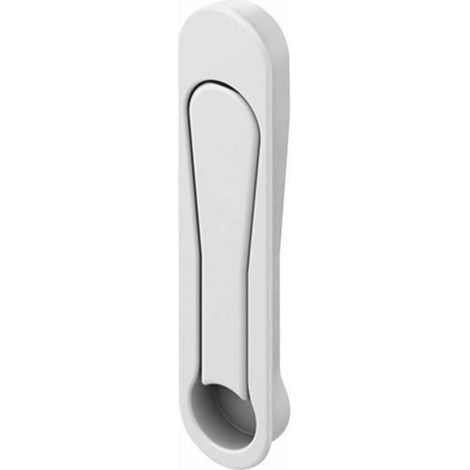 Poignée de porte coulissante escamotable pop-up – Finition blanche RAL9016 – Carré 7mm – Pour coulissants simples – Installation fraisage oblong (1/4)
