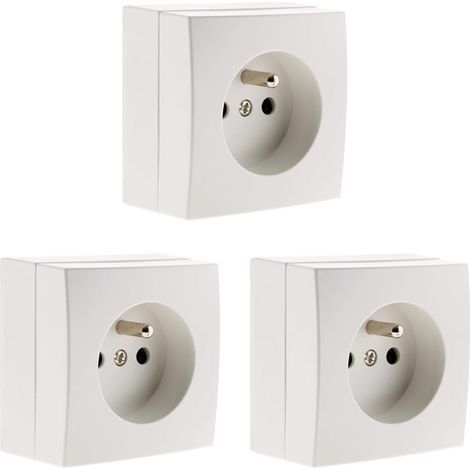 3er-Pack Aufputz-Steckdosen (2P+E, 16 A, weiß), Wandmontage, für den Innenbereich (1/5)
