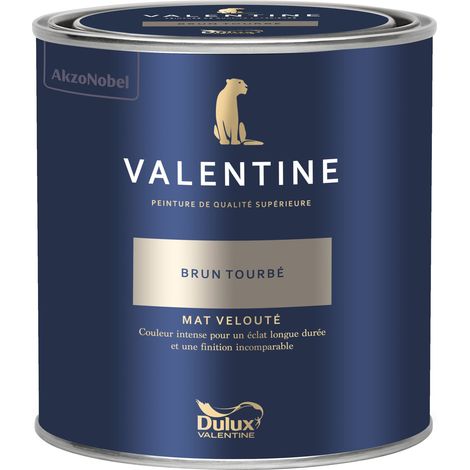 Dulux Valentine Peinture intérieure de haute qualité - Valentine - Couleur intense & pouvoir couvrant élevé - Mat Velouté Brun Tourbé 0,5 L