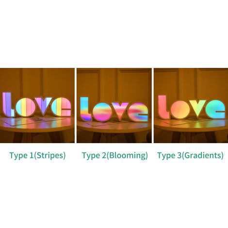 Beleuchteter LED-Buchstabe „LOVE“ mit bunten Lichtern, perfekt für Valentinstag, Hochzeiten, romantische Heiratsanträge, Partys, Zuhause oder Bars. Die ideale Dekoration für Ihr Zuhause oder Ihre Bar. (1/2)