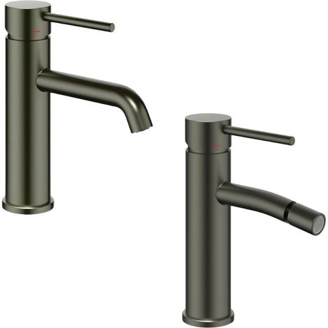 Coppia miscelatori monocomando lavabo bidet bagno serie jazz quickinstall finitura- canna di fucile - confezione 1 (1/5)