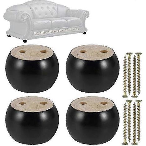 pieds de meubles, 50 mm de hauteur, en bois d'eucalyptus, pieds de meubles sphériques ronds, pieds de remplacement pour canapés, lits, fauteuils et armoires ( (1/5)