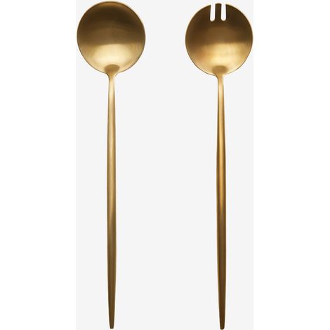 SKLUM Set aus 2 Salatbesteckteilen aus Edelstahl Raxiem Mattgold (1/5)