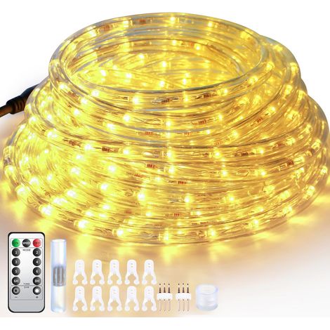 6M LED Tube Lumineux Exterieur Blanc Chaud Avec Télécommande 6 Modes d'éclairage Minuterie, 216 LED Tuyau Lumineux LED Etanche IP65,Tuyau Lumineux pour Noël, Jardins (1/5)