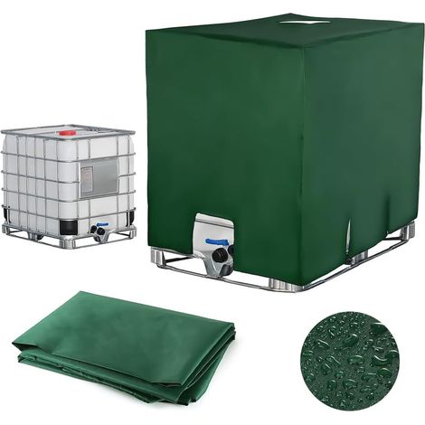 Plane für 1000-Liter-IBC-Container, Wassertankplane, Schutzhülle für Tanks, Staubschutzabdeckung für Tanks, Grün – 120 x 100 x 116 cm