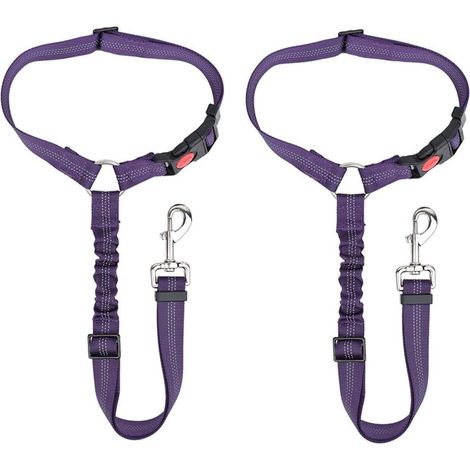 Appui-tête de voiture Laisse de sécurité pour animal domestique Laisse de voiture réglable pour chien - Violet - 2 pièces (1/5)