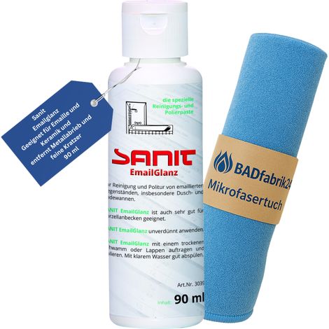 BADfabrik24 SANIT Emailglanz 90 ml + Mikrofasertuch