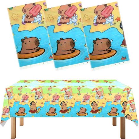 3er-Pack Capybara Tischdecken 108x180cm Einweg-Tischdecke für Partys