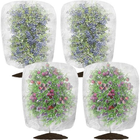 [JAMAIS UTILISÉ] Filet de protection pour plantes, lot de 4 (1 x 1,5 m), filet de protection pour jardin, maille fine avec cordon de serrage, pour plantes, légumes et fleurs (1/4)