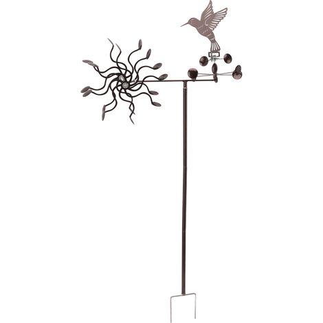 Girouette en fer forgé en forme de colibri, sculpture éolienne en métal pour jardin, pelouse, terrasse ou patio (1/5)