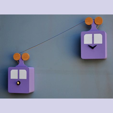 Orologio a Cucù da Parete 30X52X10Cm Pirondini Italia Funivia Lilla Blu (1/2)