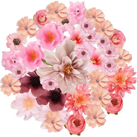 Lot de 35 Fleurs en Plastique pour Artisanat Fleurs décoratives en Rose Bouquet mariée Tableau Mural fête Mariage fête Bricolage (1/5)