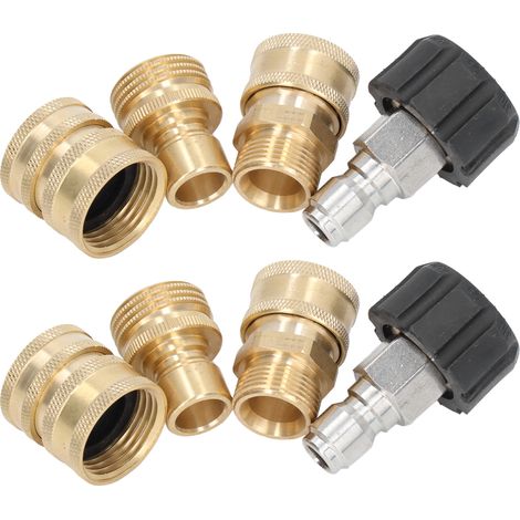 Kit de 8 adaptateurs pour nettoyeur haute pression, raccords rapides en métal pour nettoyeur de voiture (1/5)