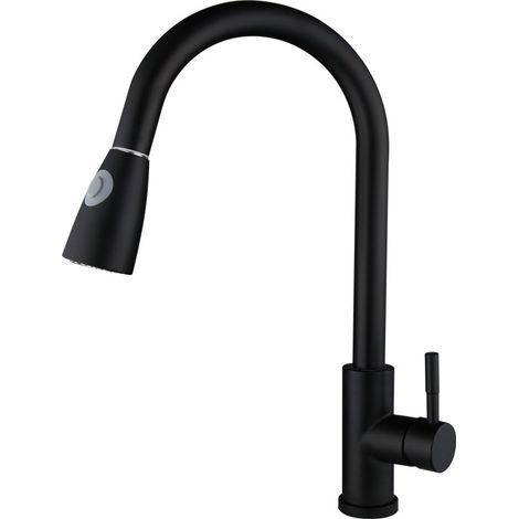 Ausziehbarer Wasserhahn aus Edelstahl SUS304, schwarzer ausziehbarer Küchenhahn