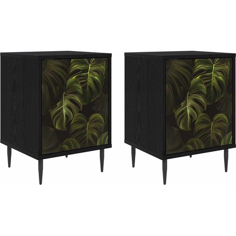 Mesa de noche ELBURG 2 uds. Roble Negro 36 x 33 x 51 cm vidaXL