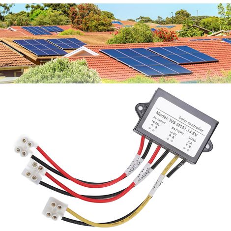 Contrôleur solaire 150W 10A 12V batterie au plomb-acide, batterie au lithium, batterie lithium fer phosphate, capteur de lumière de sortie de charge nocturne 14,6V. (1/5)