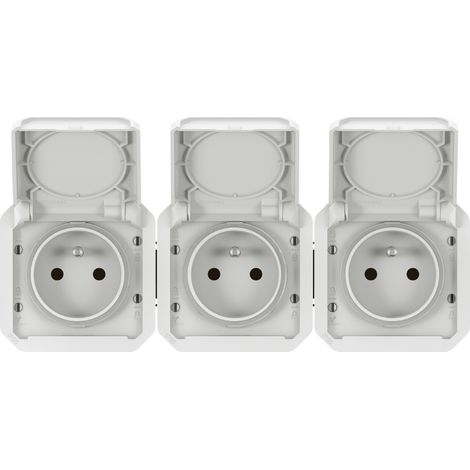 Triple prises de coutant 3x 2P + T - Horizontale - Composable - Blanc - Plexo - 069644L - Legrand (1/8)