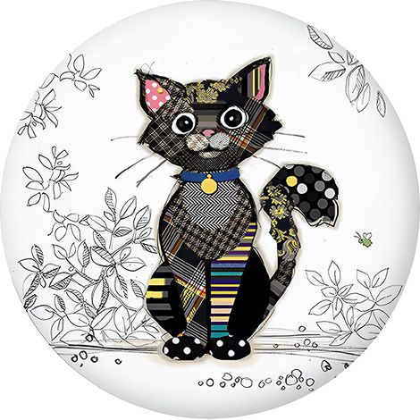 Magnet Chat Noir sur Fond Blanc  Par Kiub  Collection Kook