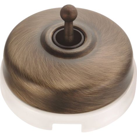 Fontini – Interrupteur va et vient 60308703 – Porcelaine blanche – Coque bronze – 10A 250V – Accepté pour câbles 1.5 à 2.5mm² (1/2)