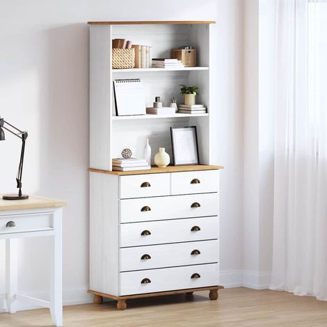 Hutch ASKIM Weiß 91 x 40 x 200,5 cm Massives Kiefernholz