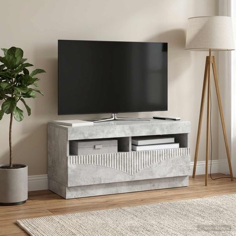 Meuble TV LED Gris béton Bois d'ingénierie (1/5)