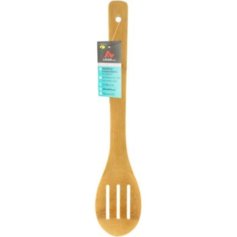 Cuchara perforada de cocina de bambú 30 cm - alta durabilidad y eco-amigable - MARCA
