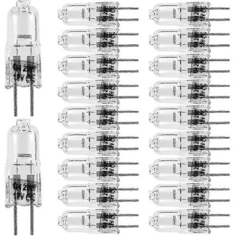 20 unidades de bombillas halógenas G4, 20 W, 12 V, 2 pines, transparentes, para iluminación de cocinas, luces de señalización, edición TR 0618.