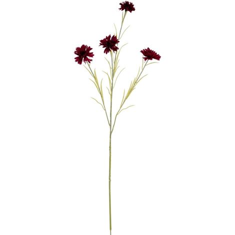 Cornflower Stem Artificial Flower - Plastic - L20 x W20 x H77 cm - Burgundy