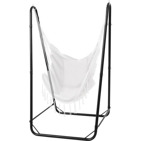 U Shaped Hanging Chair Stand for Multiple Hammocks, Heavy Duty Steel Support Indoor and Outdoor, Stable Base, 100kg Capacity, Easy Assembly, Single Stand - Black (1/5)