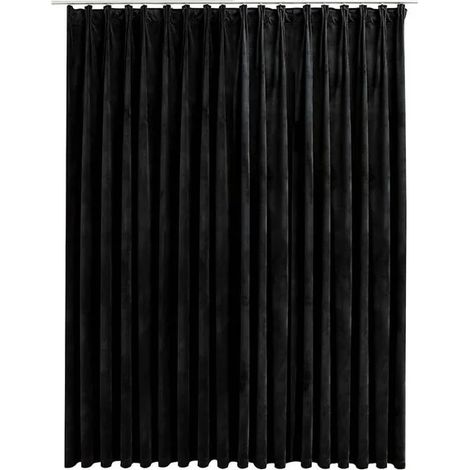 Rideaux occultants à crochets, velours noir, 290 x 245 cm (1/5)