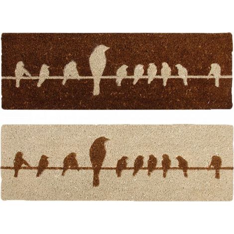 Tapis paillasson de coco décoration oiseaux Naturel (1/5)