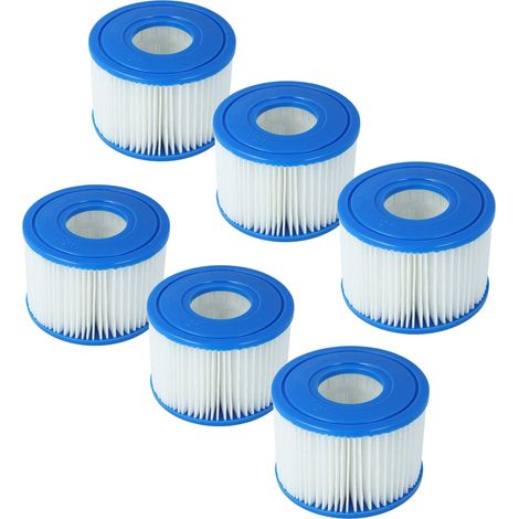 vhbw 6x Cartouche filtrante type S1 compatible avec Intex PureSpa 28403E spa, bain à remous - Filtre de rechange blanc / bleu (1/4)