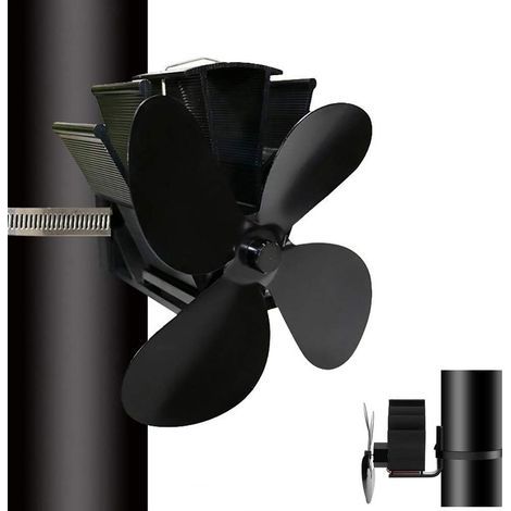 Ventilador AIDUCHO de 4 aspas, ventilador magnético para estufa de leña, ventilador silencioso para chimenea, ventilador de chimenea con alimentación térmica, para estufas de leña/chimeneas. (1/5)