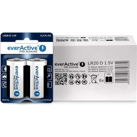 Lot de 12 Piles alcalines Mono LR20 R20 1,5 V, Haute Performance, durée de Vie de 10 Ans, 12 pièces – 6 blisters (1/5)