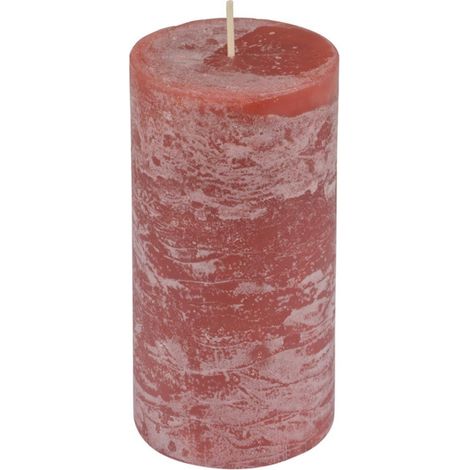 Bougie Pilier Déco "Rustique" 13cm Rose (1/2)