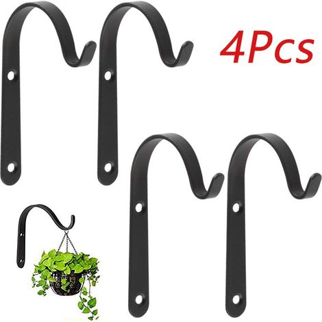 Lot de 4 Crochets et Cintres Muraux pour Plantes de Jardin (Noir) (1/5)