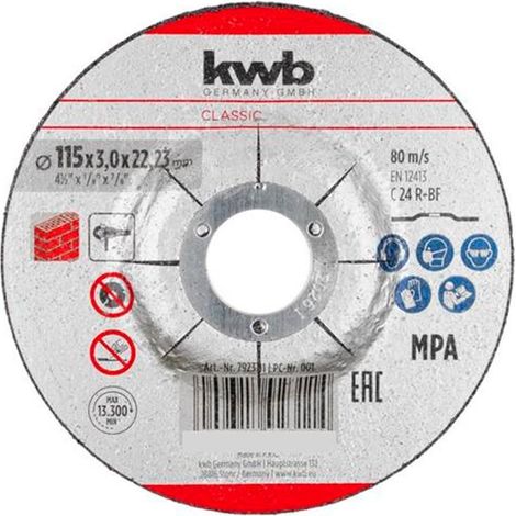 KWB disco abrasivo metal 115x3x22 mm corte  49792011 , Disco abrasivo para corte de metal 115 x 3 x 22 mm 49792011, diseñado para realizar cortes rápidos y seguros en acero y otros