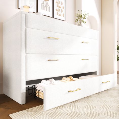Lit escamotable 140x200, coffre avec tiroir, tablettes latérales, ports USB et Type-C, plateforme convertible, sans matelas, lin beige, meuble gain de place (1/5)