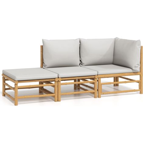 Maison Exclusive - 3-tlg. Garten-Lounge-Set mit Hellgrauen Kissen