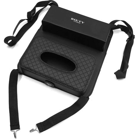 Ruilogod Noir Faux cuir siège arrière de voiture sac rangement (1/5)