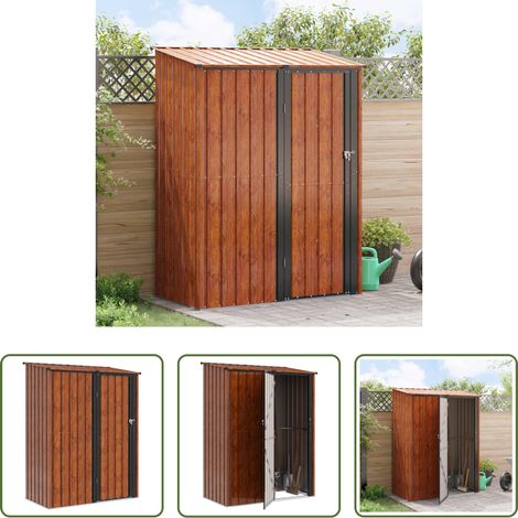 vidaXL Gartenablage - Gartenhütten Braun 153,5 x 86 x 200 cm Metall (1/5)
