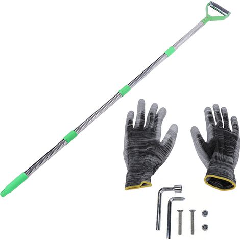 Houe outil de jardin, étrier réglable à long manche, jardinage robuste pour parterres de fleurs et jardins, vert (1/5)