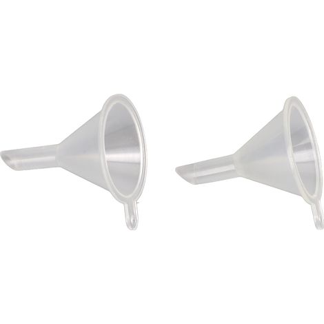 Mini entonnoir en plastique transparent 2 pièces pour liquides, poudres et huiles essentielles (1/5)