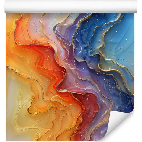 Carta da parati color oro e blu inchiostro per soggiorno e camera da letto, 50x1000 cm (1/5)