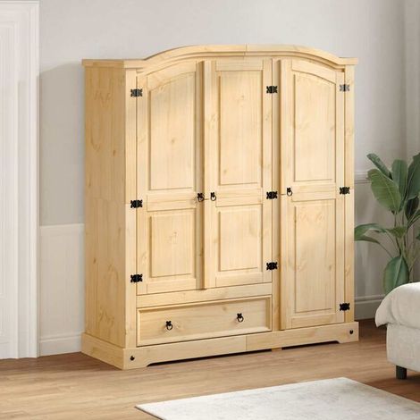 Armoire en Bois Massif Pin 151,5x52x170 cm - Grand Placard de Rangement avec Portes et Étagères pour Chambre ou Entrée (1/5)