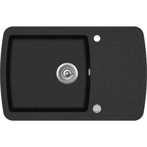 Lavello da cucina in granito vasca singola 78 x 50 cm nero 020002313
