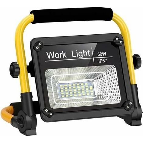 Rechargeable LED Floodlight, 50W Construction Site Floodlight LED Rechargeable Work Light with USB Work Light Waterproof Emergency Safety Lights for Workshop, Garage, Patio, Garden WHWY (1/5)