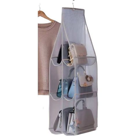 Rangement suspendu à 6 compartiments – Rangement pratique pour sacs et accessoires Gris (1/5)