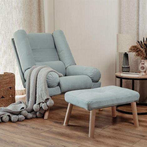 Relaxsessel Sessel ARIEL inkl. Hocker in Stoff Trinity Hellblau
