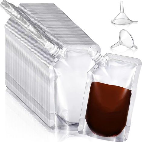 50 sachets à boisson avec bec verseur, adaptés aux jus de fruits, sachets transparents avec bec verseur, 100 ml : 14 x 8 cm, 150 ml (1/5)